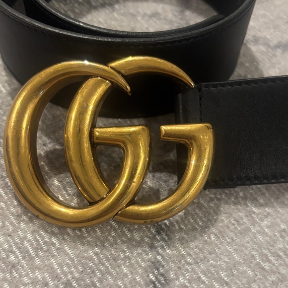 Gucci Black Belt with Gold GG Emblem main image 6